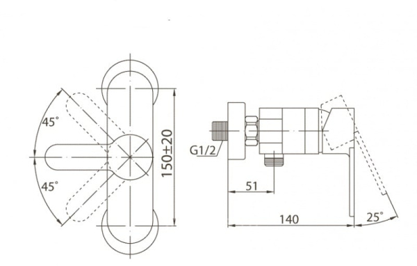 Смеситель для душа BelBagno Tanaro TAN-ESDM-CRM