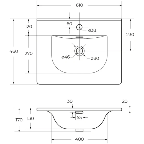 Керамическая раковина CEZARES CZR-8099-60