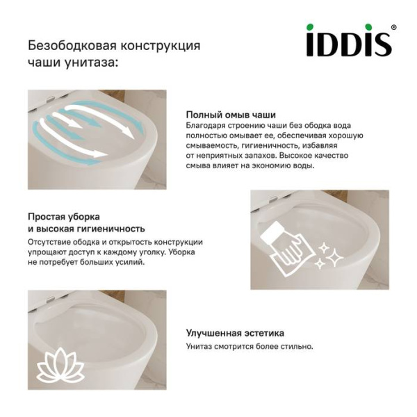 Унитаз-компакт безободковый IDDIS Edifice Rimless EDIRDSEi24 белый