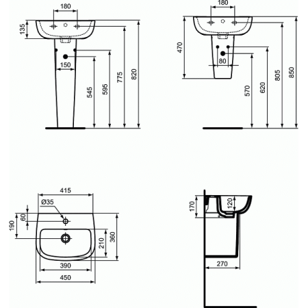 Полупьедестал для раковины Ideal Standard Esedra T290301