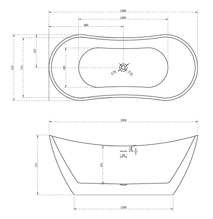 Акриловая ванна (180х80) ABBER AB9322 без гидромассажа, белый