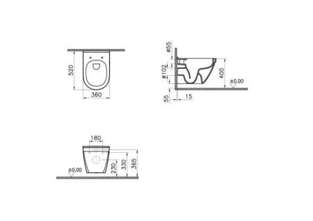 Унитаз подвесной безободковый VitrA S50 7740B003-0075 без сиденья