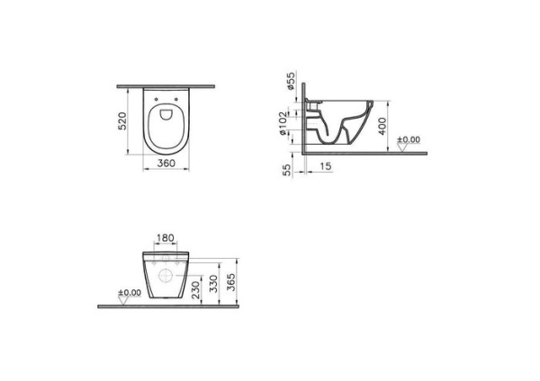 Унитаз подвесной безободковый VitrA S50 7740B003-0075 без сиденья