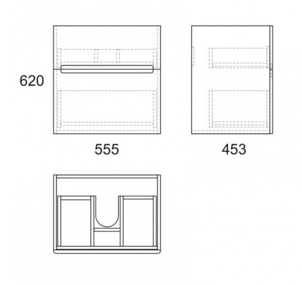 Тумба под раковину Owl 1975 Nyborg, 60 см, 2 ящика OW06.01.00