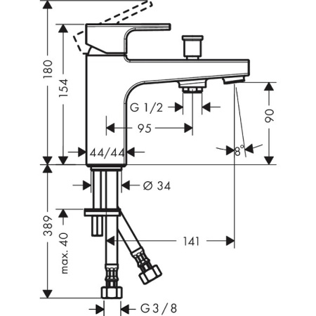 Смеситель на борт ванны Hansgrohe Vernis Shape 71463000