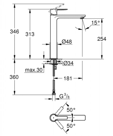 Смеситель для раковины Grohe Linerae New XL-Size 23405 DC1 (23405DC1) суперсталь