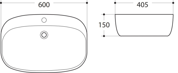Раковина керамическая накладная (60x40) Art&Max AM-78375 белый