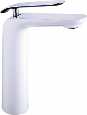 Смеситель для умывальника Lemark Меланж высокий, монолитный, хром/белый (LM4909CW)