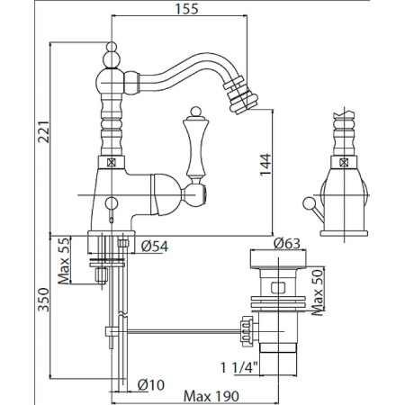 Смеситель для биде Cezares Margot MARGOT-BSM2-BIO