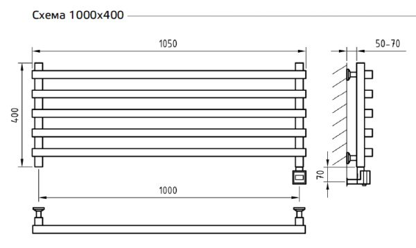 Полотенцесушитель ArtofSpace Cube Horizontal WACEH1000400RAL0000
