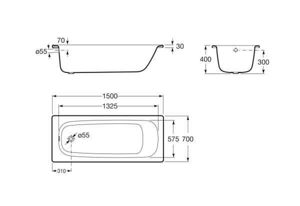 Ванна стальная Roca Contesa Plus (150x70) 222455000