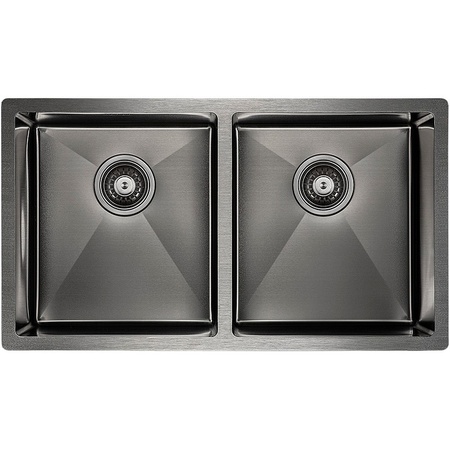 Кухонная мойка Paulmark  Twin PM237844-GM вороненая сталь
