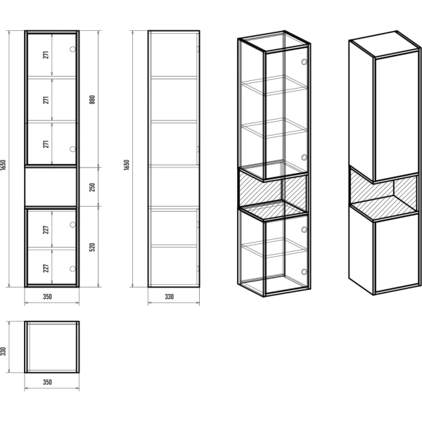 Пенал Brevita Bergen BER-05035-02-19-ПоП правый