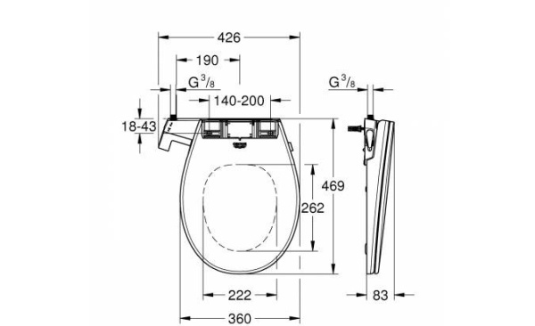 Сиденья для унитаза с функцией биде GROHE Bau Ceramic 39648 SH0 (39648SH0)