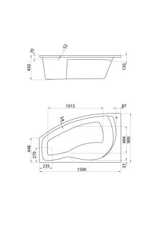 Акриловая ванна (150х90)  Santek Майорка  L  1WH111984