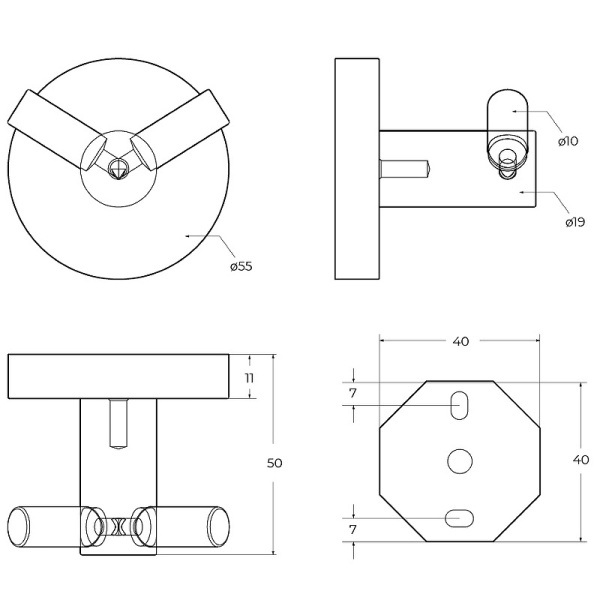 Крючок двойной CEZARES RELAX-HKD-BORO