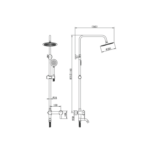 Душевая система с изливом Fashun A52415 Душевая система с изливом Fashun A52415