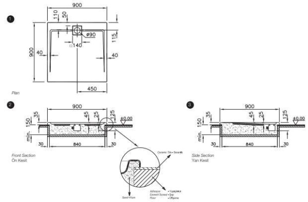 Душевой уголок Vitra Zest (90х90) 56930023000