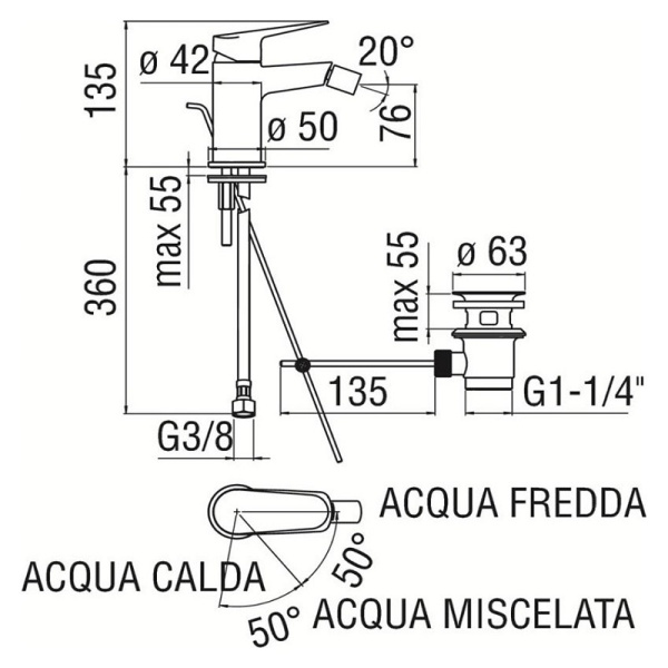 Смеситель для биде Nobili Blues BSE101119/1CR