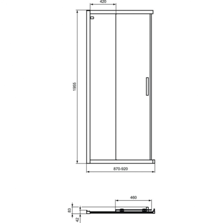 Реверсивная панель-дверь Ideal Standard CONNECT 2 Corner Square/Rectangular (90) K966801, хром