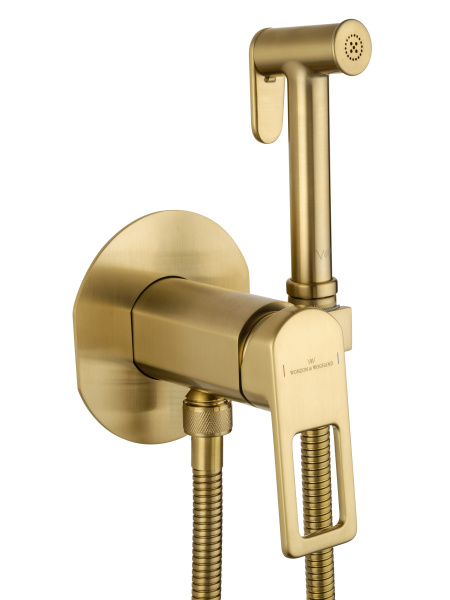 Смеситель с гигиеническим душем встраиваемый WONZON & WOGHAND FRAME, брашированное золото WW-88829010-BG