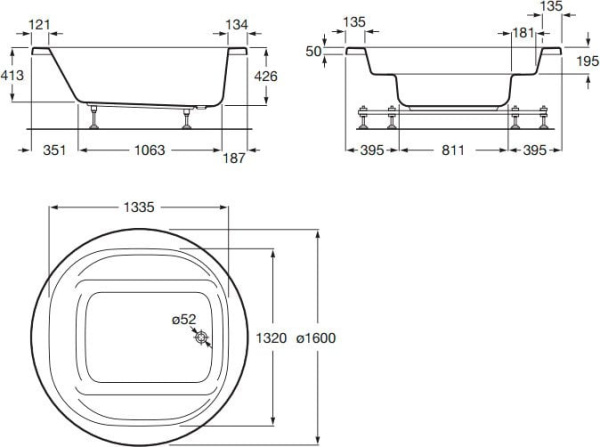 Акриловая ванна Roca Waikiki 160x160 240660000