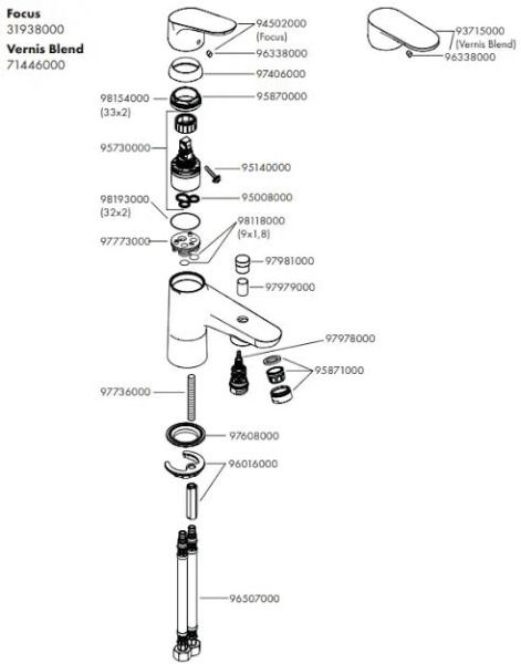 Смеситель на борт ванны Hansgrohe Focus Eco 31938000 хром