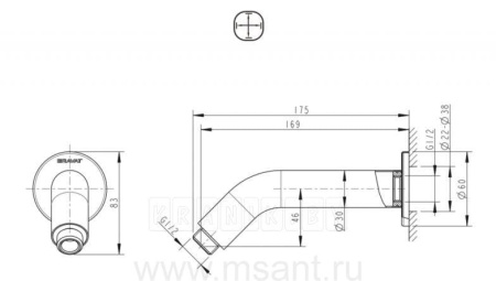 Кронштейн для верхнего душа Bravat Built-in (D312C-RUS)