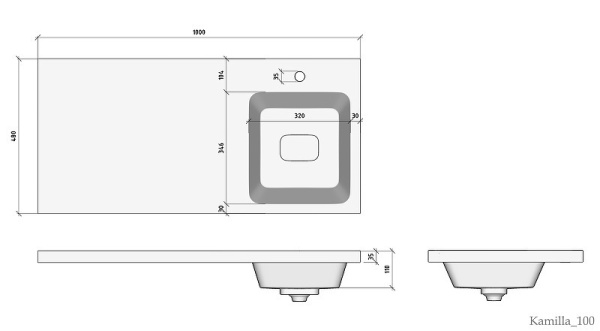 Раковина над стиральной машиной (100х48) Brevita Kamilla 4627173210560 правая