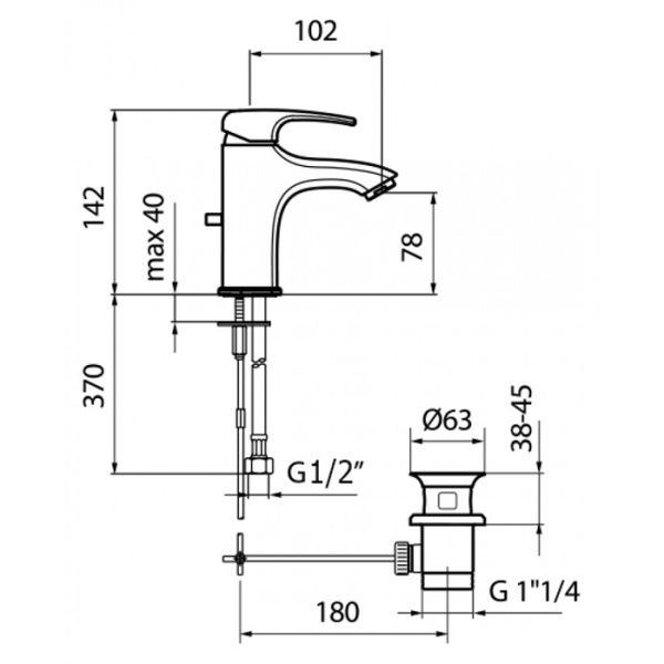 Смеситель для раковины Webert Kimono KI830102015, хром