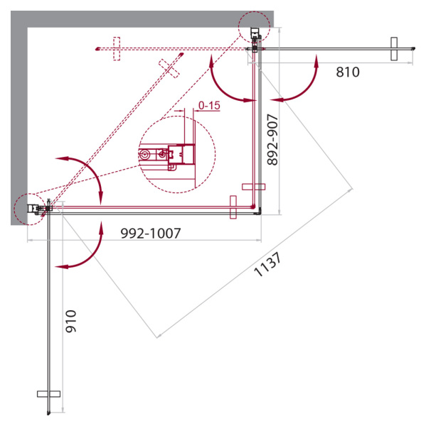 Душевой уголок (90х100) BelBagno MARMI-AH-2-90/100-C-Cr