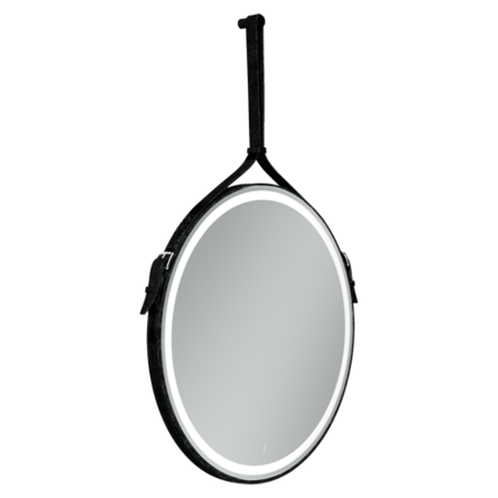 Зеркало для ванной комнаты SANCOS Dames D650, LED подсветка, диммируемый сенсорный выключатель, ремень из натуральной черной кожи, арт. DA650