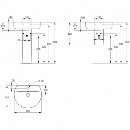 Раковина встраиваемая сверху Ideal Standard Connect Sphere E789501