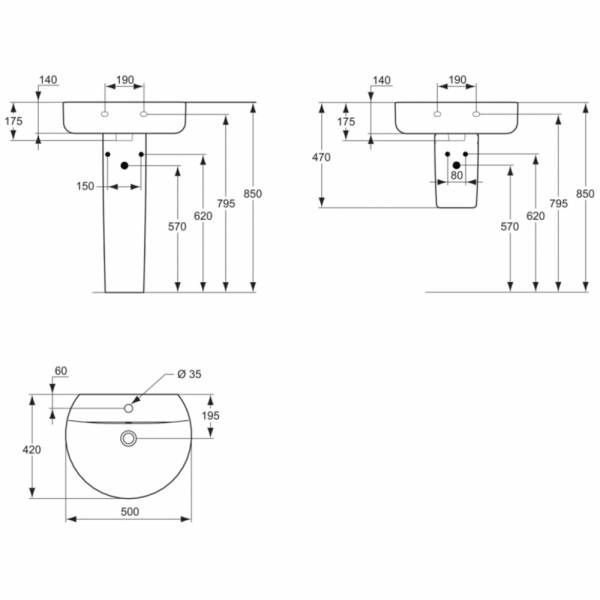 Раковина встраиваемая сверху Ideal Standard Connect Sphere E789501