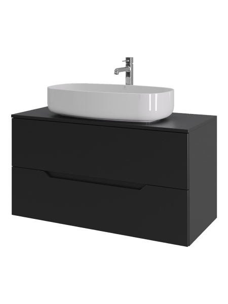 Тумба с раковиной подвесная 100 см, Orange Line Li-100TubMDF+B07-675W черный/белый