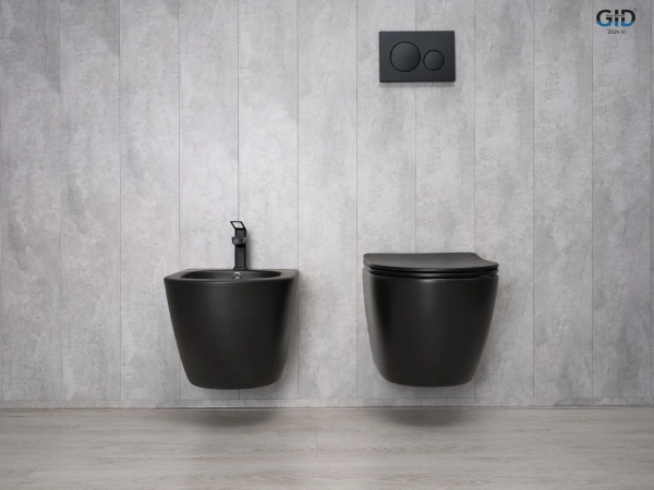 Биде подвесное Gid BDP-96BM черный матовый, без обода, овальный