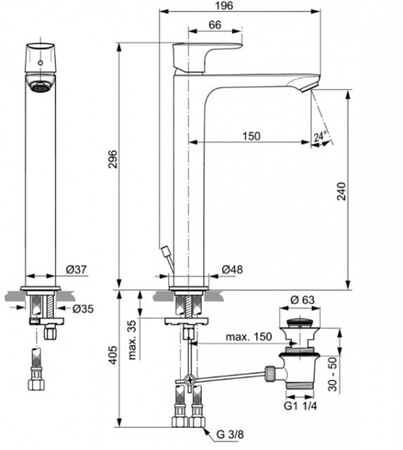 Смеситель для раковины Ideal Standard Connect Air A7025AA