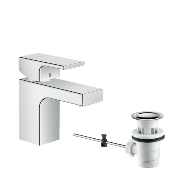 Смеситель для раковины с донным клапаном Hansgrohe Vernis Shape 71566000 хром