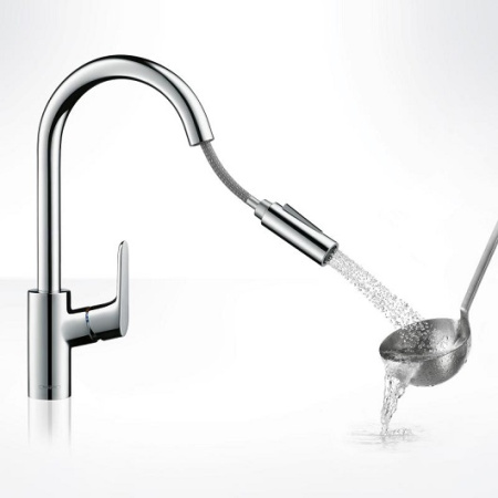 Смеситель для кухни с выдвижным изливом Hansgrohe Focus M41 Eco 2jet 31833000 хром