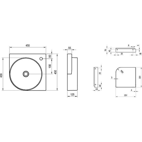 Раковина подвесная Ravak Yard 45 C XJX0D245000