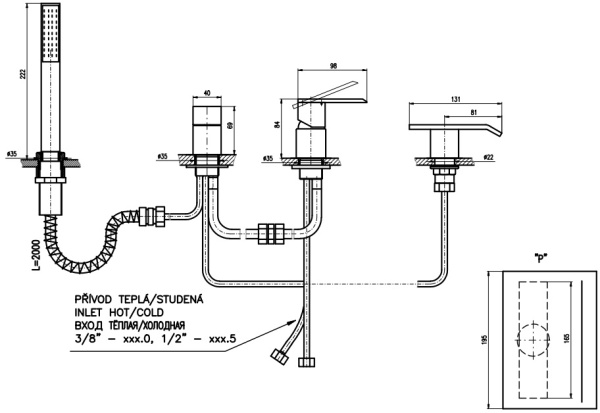 Смеситель на борт ванны Rav Slezak Loira LR575.5P
