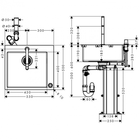 Кухонная мойка с встроенным смесителем Hansgrohe 43201000