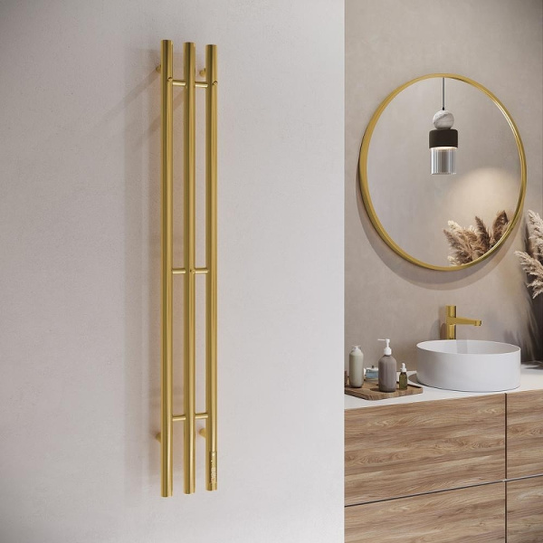 Электрический полотенцесушитель (120х15) Terminus TRES 4670078566249 брашированное золото