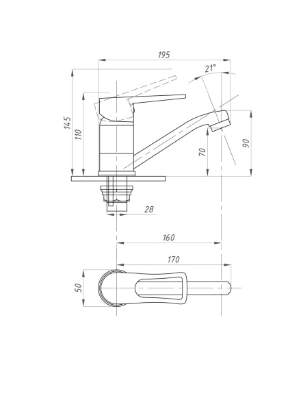 Смеситель для кухни ПСМ-Профсан  ПЛЮС PSM-215-017