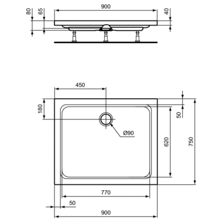 Душевой поддон Ideal Standard HOTLINE (90X75X7) K277201, белый