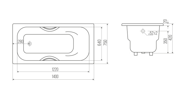 Чугунная ванна Goldman Donni (140x75) DN14075 Чугунная ванна Goldman Donni (140x75) DN14075
