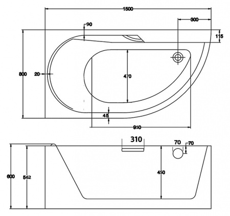Ванна акриловая BelBagno BB44-1500-R