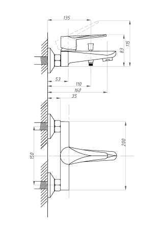 Смеситель для ванны ПСМ-Профсан  STEEL PSM-300-1