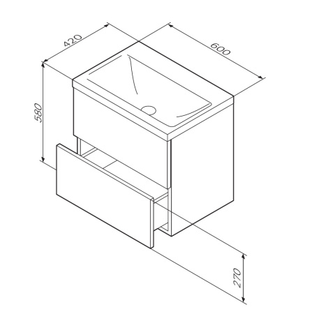 Тумба под раковину  60 Am.Pm Gem M90FHX06022BM