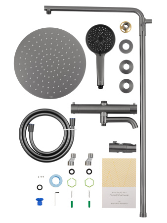 Душевая система с термостатом WONZON & WOGHAND STICK, темный графит WW-88739903-BGM